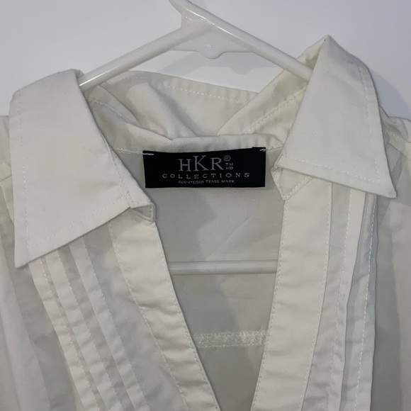 Long White Blouse with Black Belt - Picture 2 of 4